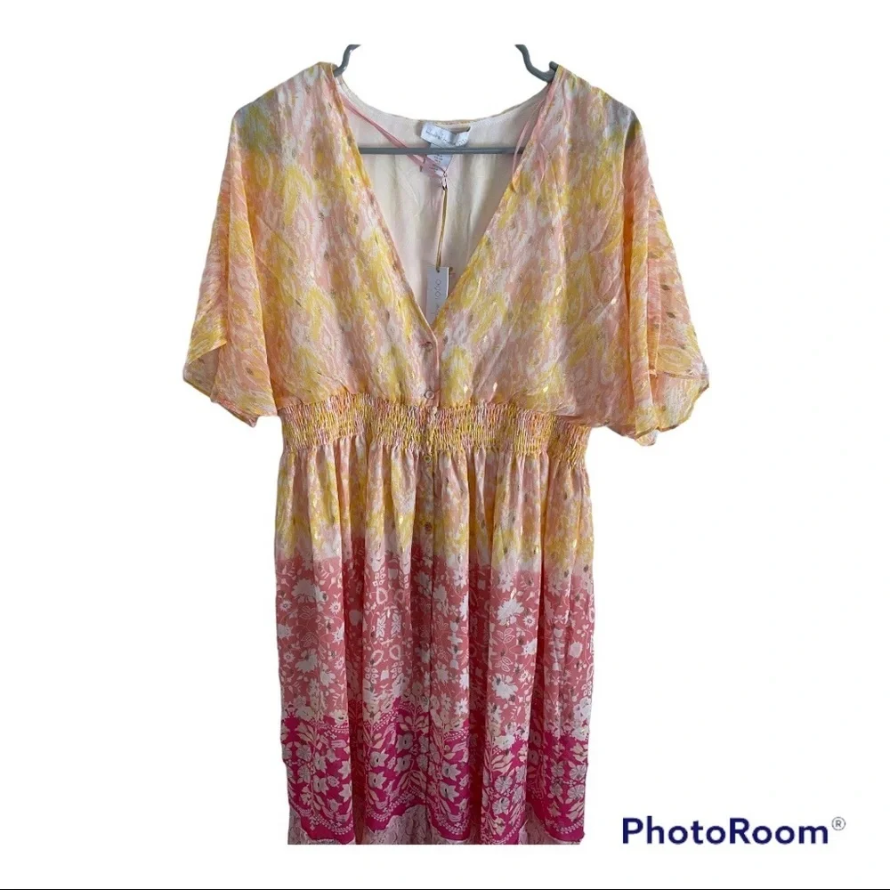 NWT House of Harlow 1960  Boho Ombre Flutter Sleeve Maxi Dress. Size; Small - Picture 7 of 7
